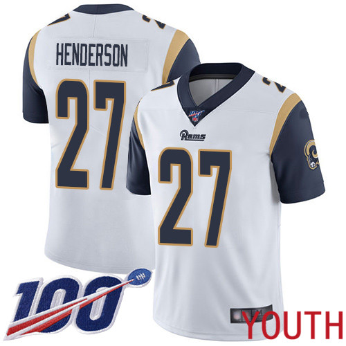 Los Angeles Rams Limited White Youth Darrell Henderson Road Jersey NFL Football 27 100th Season Vapor Untouchable